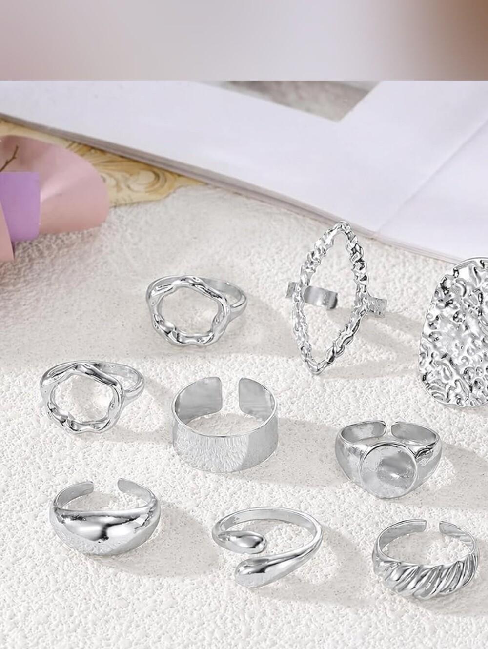 Chunky Rings Statement Rings Set, Stackable - Picture 6 of 8